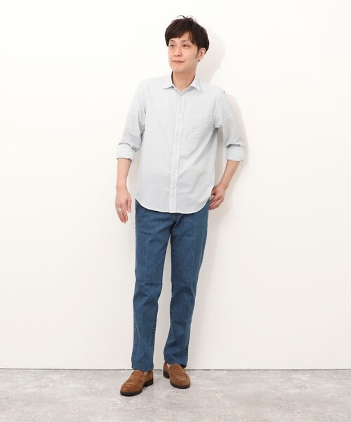 NOLLEY'S LIGHT(ノーリーズライト)の「サッカープリント レギュラーカラーシャツ(シャツ/ブラウス・メンズ・ホワイト系その他/パープル系その他・M/L)」の9枚目の写真