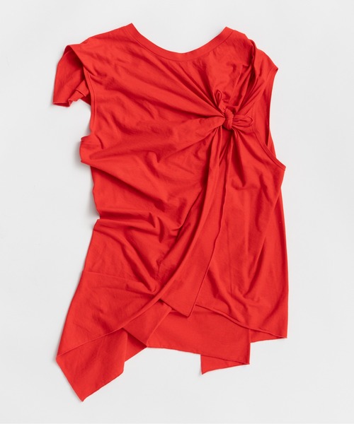 PRANK PROJECT（プランクプロジェクト）の「【2026Summer Pre-Order】アシンメトリーノットトップ / Asymmetrical Knot Top（Tシャツ/カットソー・レディース・レッド/グレー/ブラック・FREE）」の14枚目の写真
