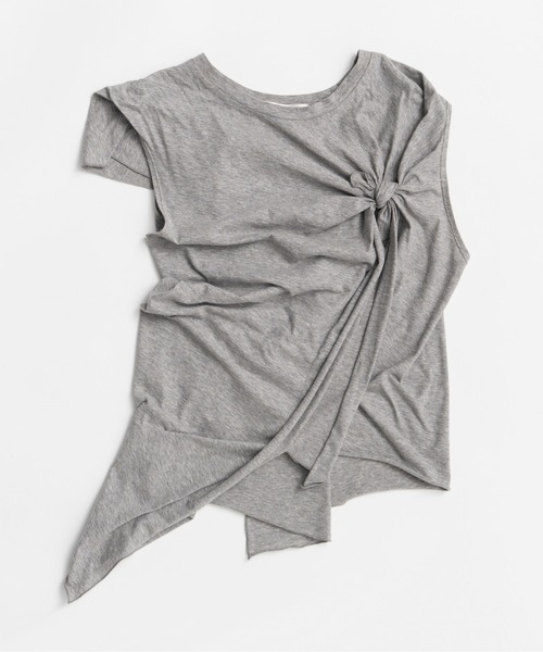 PRANK PROJECT（プランクプロジェクト）の「【2026Summer Pre-Order】アシンメトリーノットトップ / Asymmetrical Knot Top（Tシャツ/カットソー・レディース・レッド/グレー/ブラック・FREE）」の16枚目の写真