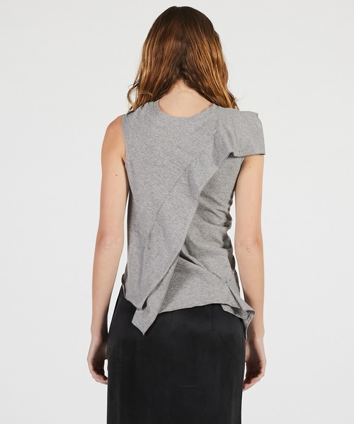 PRANK PROJECT（プランクプロジェクト）の「【2026Summer Pre-Order】アシンメトリーノットトップ / Asymmetrical Knot Top（Tシャツ/カットソー・レディース・レッド/グレー/ブラック・FREE）」の5枚目の写真