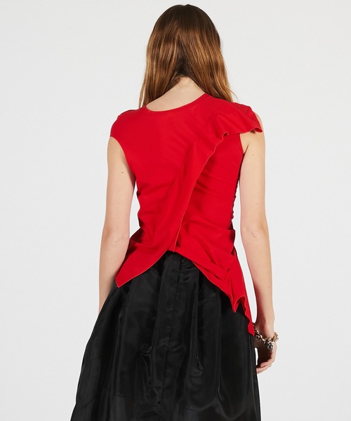 PRANK PROJECT（プランクプロジェクト）の「【2026Summer Pre-Order】アシンメトリーノットトップ / Asymmetrical Knot Top（Tシャツ/カットソー・レディース・レッド/グレー/ブラック・FREE）」の8枚目の写真