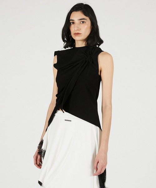 PRANK PROJECT（プランクプロジェクト）の「【2026Summer Pre-Order】アシンメトリーノットトップ / Asymmetrical Knot Top（Tシャツ/カットソー・レディース・レッド/グレー/ブラック・FREE）」の11枚目の写真