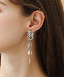 【LA MUE】サークル ビジュー ロングピアス