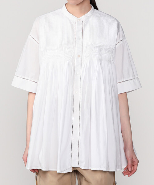 Bshop(ビショップ)の「INDIA INDUSTRY | コットンポプリン ピンタックシャツ WOMEN(シャツ/ブラウス・レディース・オフホワイト/ブラック/ピンク系その他・1)」の6枚目の写真