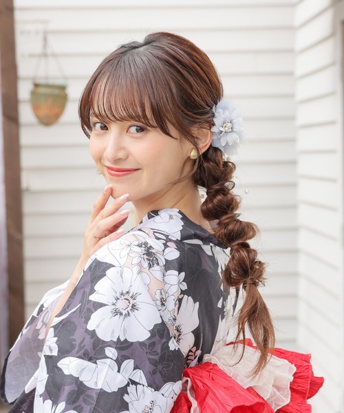 Honeys（ハニーズ）の「浴衣髪飾り（パール付）（和装小物・レディース・アイボリー/サックスブルー/ピンク・FREE）」の6枚目の写真