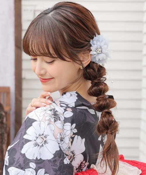 Honeys（ハニーズ）の「浴衣髪飾り（パール付）（和装小物・レディース・アイボリー/サックスブルー/ピンク・FREE）」の7枚目の写真