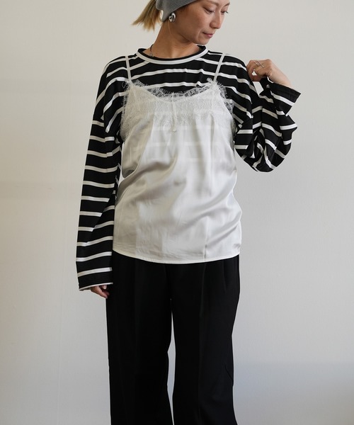 Kotoe(コトエ)の「【速乾】ビッグシルエット ルーズボーダーロンT(Tシャツ/カットソー・レディース・ブラック/ホワイト・FREE)」の16枚目の写真