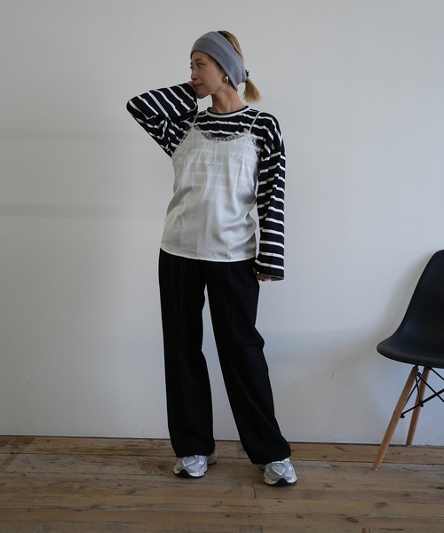 Kotoe(コトエ)の「【速乾】ビッグシルエット ルーズボーダーロンT(Tシャツ/カットソー・レディース・ブラック/ホワイト・FREE)」の17枚目の写真