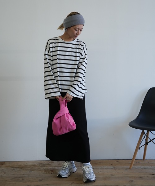 Kotoe(コトエ)の「【速乾】ビッグシルエット ルーズボーダーロンT(Tシャツ/カットソー・レディース・ブラック/ホワイト・FREE)」の10枚目の写真