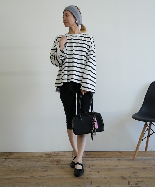 Kotoe(コトエ)の「【速乾】ビッグシルエット ルーズボーダーロンT(Tシャツ/カットソー・レディース・ブラック/ホワイト・FREE)」の22枚目の写真