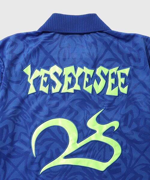 YESEYESEE(イエスアイシー)の「【YESEYESEE/イエスアイシー】Y.E.S Jacquard Football tee(ポロシャツ・メンズ・ブルー/ブラック・L/M)」の5枚目の写真