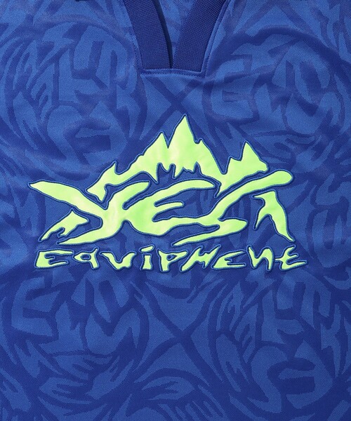 YESEYESEE(イエスアイシー)の「【YESEYESEE/イエスアイシー】Y.E.S Jacquard Football tee(ポロシャツ・メンズ・ブルー/ブラック・L/M)」の8枚目の写真