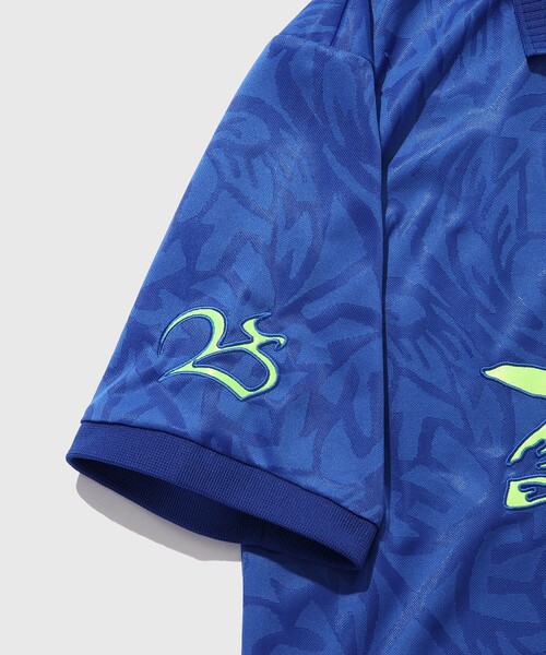 YESEYESEE(イエスアイシー)の「【YESEYESEE/イエスアイシー】Y.E.S Jacquard Football tee(ポロシャツ・メンズ・ブルー/ブラック・L/M)」の9枚目の写真