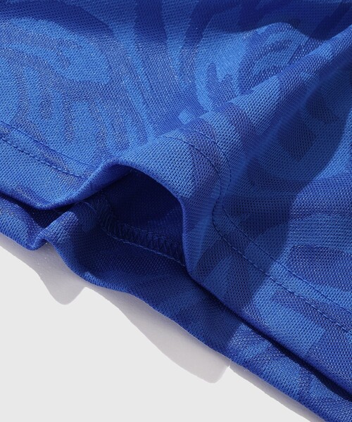 YESEYESEE(イエスアイシー)の「【YESEYESEE/イエスアイシー】Y.E.S Jacquard Football tee(ポロシャツ・メンズ・ブルー/ブラック・L/M)」の11枚目の写真