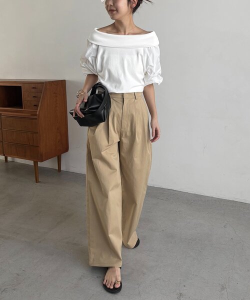 CAPRICIEUX LE'MAGE（カプリシューレマージュ）の「異素材パフワンショルＴ（Tシャツ/カットソー・レディース・グレー/ホワイト/ブラック・FREE）」の14枚目の写真
