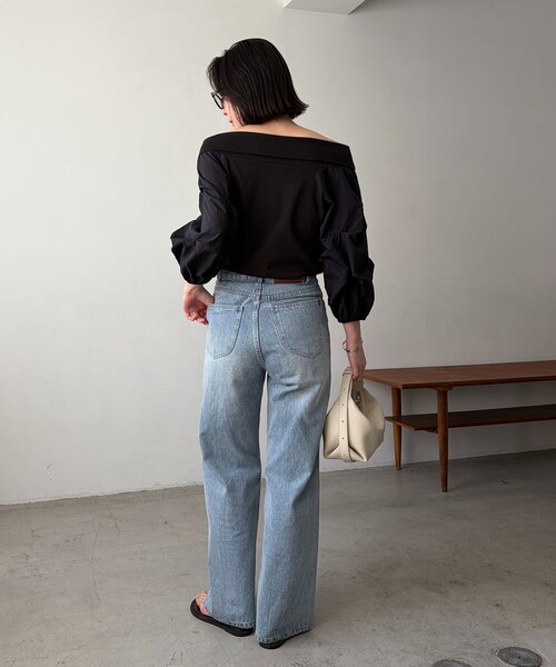 CAPRICIEUX LE'MAGE（カプリシューレマージュ）の「異素材パフワンショルＴ（Tシャツ/カットソー・レディース・グレー/ホワイト/ブラック・FREE）」の6枚目の写真
