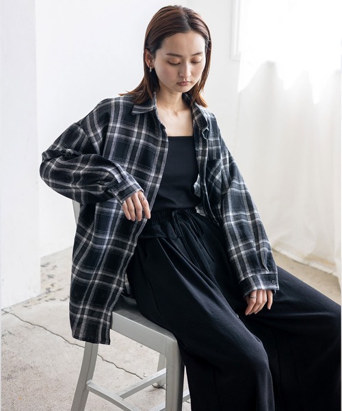 VitaFelice(ヴィータフェリーチェ)の「バッグスリットチェックシャツ(シャツ/ブラウス・レディース・ネイビー/ブラック・FREE)」の13枚目の写真