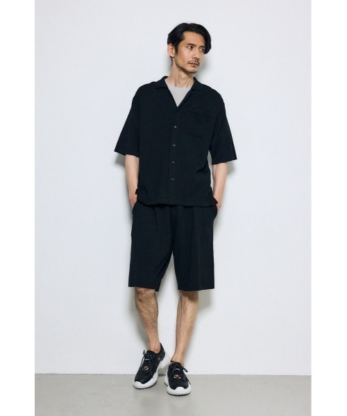 AZUL by moussy(アズールバイマウジー)の「リラックスニットショートパンツ 春服 夏服 秋服 サマーニット ウエストゴム(スラックス・メンズ・グレー/ブラック・MEDIUM/LARGE)」の4枚目の写真