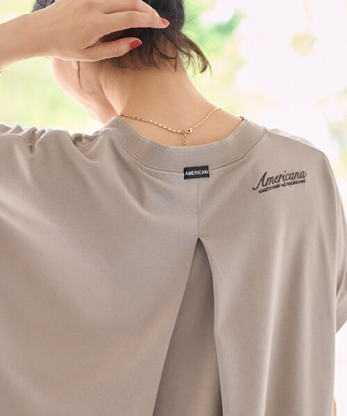 FREAK'S STORE（フリークスストア）の「Americana × THOUSAND MILE × FREAK'S STORE/アメリカーナ × サウザンドマイル 別注 スキッパーネック Tシャツワンピース/吸汗 速乾 抗菌防臭効果あり（ワンピース・レディース・グレー/チャコール・ﾌﾘ-）」の6枚目の写真