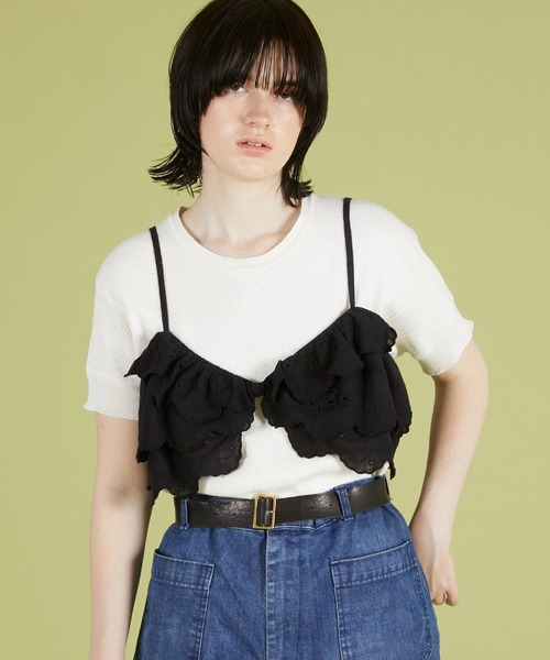 新品crinkle crinkle crinkle 今季 重ね着用 ブラトップス crinkle crinkle crinkle】embroidery scallup bra/エンブロイダリー