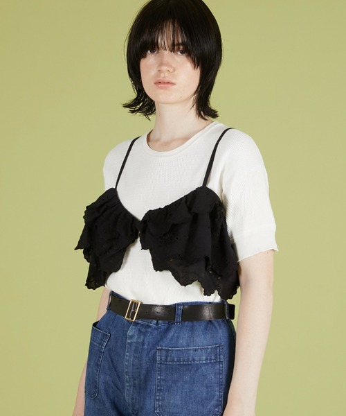 crinkle crinkle crinkle(クリンクルクリンクルクリンクル)の「【crinkle crinkle crinkle】embroidery scallup bra/エンブロイダリースカラップブラ(キャミソール・レディース・グリーン/ブラック・FREE)」の3枚目の写真