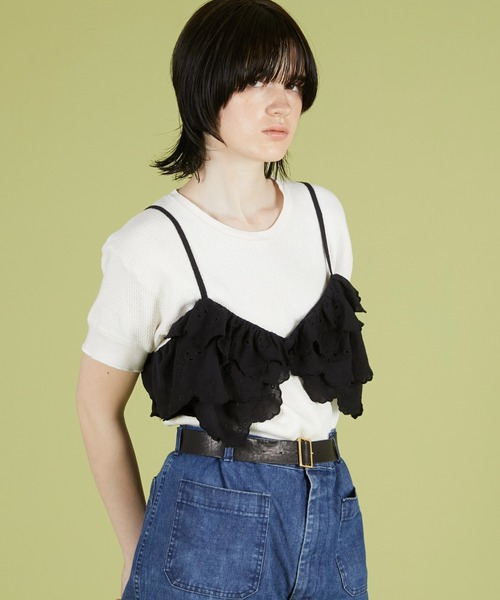 crinkle crinkle crinkle(クリンクルクリンクルクリンクル)の「【crinkle crinkle crinkle】embroidery scallup bra/エンブロイダリースカラップブラ(キャミソール・レディース・グリーン/ブラック・FREE)」の9枚目の写真