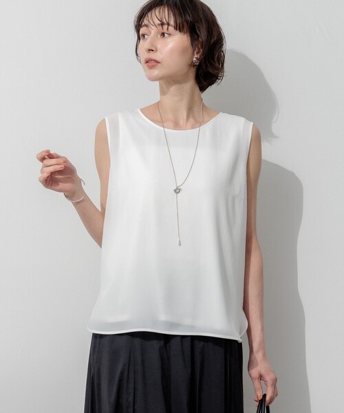 23区(ニジュウサンク)の「シフォンコンビ ジョーゼット ブラウス(シャツ/ブラウス・レディース・アイボリー系/ホワイト系・38)」の2枚目の写真