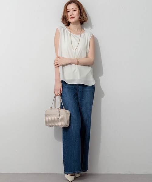 23区(ニジュウサンク)の「シフォンコンビ ジョーゼット ブラウス(シャツ/ブラウス・レディース・アイボリー系/ホワイト系・38)」の9枚目の写真