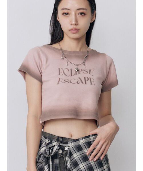 MURUA(ムルーア)の「シャドウクロップドTシャツ 夏服(Tシャツ/カットソー・レディース・ホワイト/ネイビー/ピンク・FREE)」の3枚目の写真