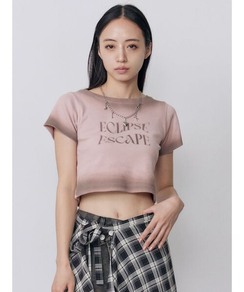 MURUA(ムルーア)の「シャドウクロップドTシャツ 夏服(Tシャツ/カットソー・レディース・ホワイト/ネイビー/ピンク・FREE)」の9枚目の写真