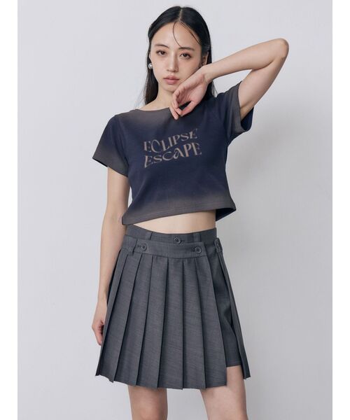 MURUA(ムルーア)の「シャドウクロップドTシャツ 夏服(Tシャツ/カットソー・レディース・ホワイト/ネイビー/ピンク・FREE)」の10枚目の写真