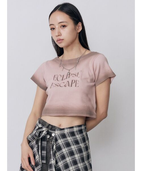MURUA(ムルーア)の「シャドウクロップドTシャツ 夏服(Tシャツ/カットソー・レディース・ホワイト/ネイビー/ピンク・FREE)」の18枚目の写真