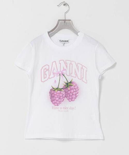GANNI(ガニー)の「GANNI BABY FIT T-SHIRTS RASPBERRY(Tシャツ/カットソー・レディース・ホワイト系その他・SMALL)」の1枚目の写真