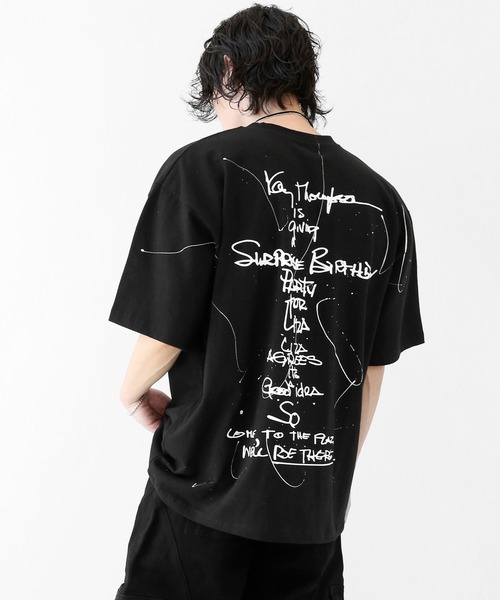 minsobi(ミンソビ)の「ペインティングアート グラフィック ルーズ半袖Tシャツ ユニセックス(Tシャツ/カットソー・メンズ・ブラック/ホワイト・FREE)」の1枚目の写真