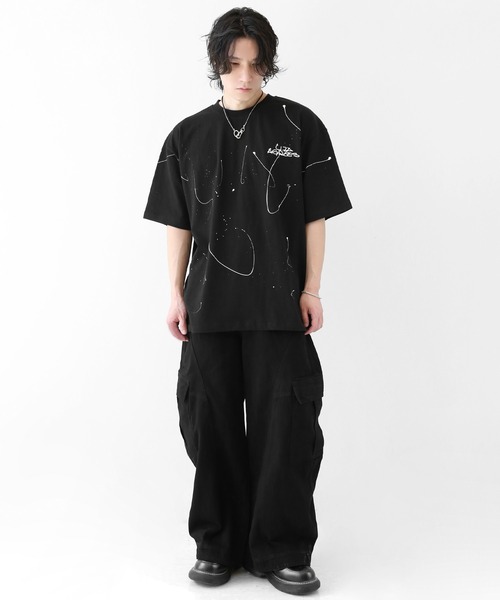 minsobi(ミンソビ)の「ペインティングアート グラフィック ルーズ半袖Tシャツ ユニセックス(Tシャツ/カットソー・メンズ・ブラック/ホワイト・FREE)」の4枚目の写真