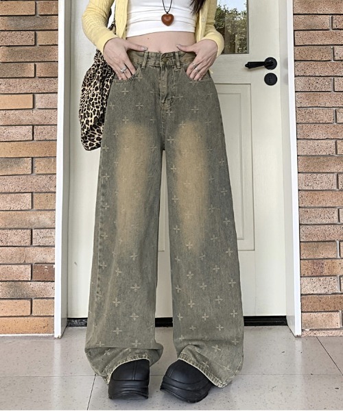 gossip!ロサンゼルス(ゴシップロサンゼルス)の「Y2K サンドベージュ ワイドデニム(デニムパンツ・レディース・ブラウン・M)」の4枚目の写真