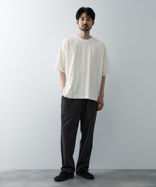 URBAN COLLECTION(アーバンコレクション)の「URBAN COLECTION オーバーサイズ透かし編みアンサンブル(Tシャツ/カットソー・メンズ・ブラウン/オフホワイト/ブラック・L/XL/S/M)」の5枚目の写真