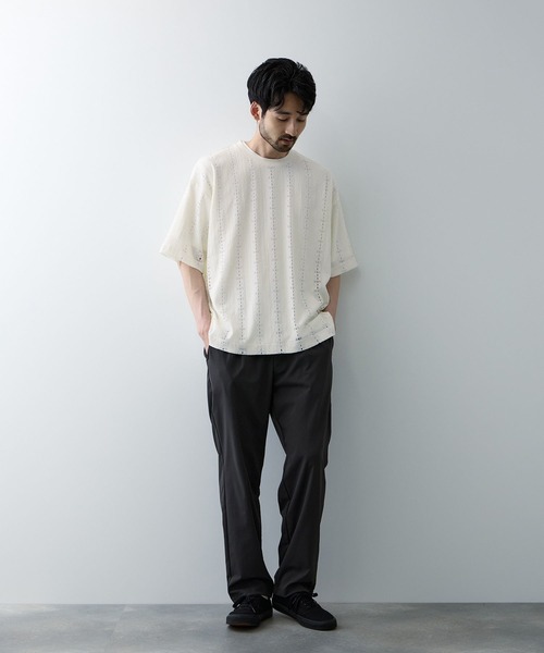 URBAN COLLECTION(アーバンコレクション)の「URBAN COLECTION オーバーサイズ透かし編みアンサンブル(Tシャツ/カットソー・メンズ・ブラウン/オフホワイト/ブラック・L/XL/S/M)」の6枚目の写真