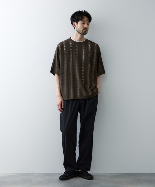 URBAN COLLECTION(アーバンコレクション)の「URBAN COLECTION オーバーサイズ透かし編みアンサンブル(Tシャツ/カットソー・メンズ・ブラウン/オフホワイト/ブラック・L/XL/S/M)」の15枚目の写真