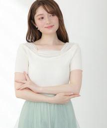 ASTORIA ODIER | パールギャザーオフショルニット(ボーダー/無地)(ニット/セーター)