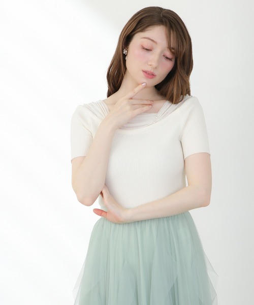 ASTORIA ODIER（アストリアオディール）の「パールギャザーオフショルニット(ボーダー/無地)（ニット/セーター・レディース・ブラック系その他/ホワイト系その他/ブラック/アイボリー・MEDIUM）」の16枚目の写真