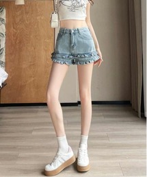 レイヤードフリル付きショートパンツ