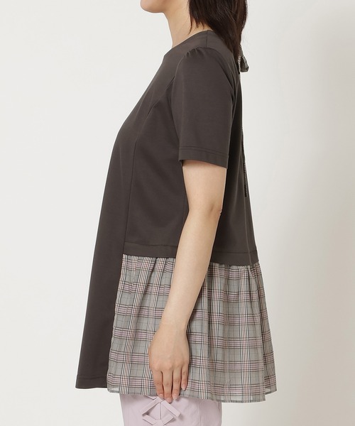 Rose Tiara(ローズティアラ)の「バックリボンチェック切替ポンチカットソー(Tシャツ/カットソー・レディース・ブラウン/ネイビー・38/42/46)」の20枚目の写真