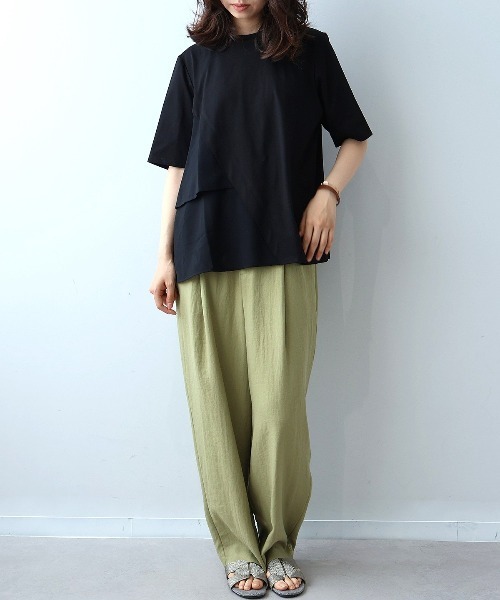 leswel(レスウェル)の「【M~5L】シルケット天竺フリル切替カットソー(Tシャツ/カットソー・レディース・ブラック/グレー/カーキ・LL/3L/4L/5L/M/L)」の20枚目の写真