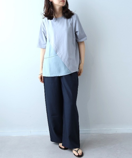 leswel(レスウェル)の「【M~5L】シルケット天竺フリル切替カットソー(Tシャツ/カットソー・レディース・ブラック/グレー/カーキ・LL/3L/4L/5L/M/L)」の15枚目の写真