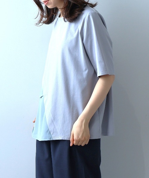 leswel(レスウェル)の「【M~5L】シルケット天竺フリル切替カットソー(Tシャツ/カットソー・レディース・ブラック/グレー/カーキ・LL/3L/4L/5L/M/L)」の13枚目の写真
