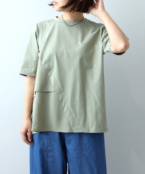 leswel(レスウェル)の「【M~5L】シルケット天竺フリル切替カットソー(Tシャツ/カットソー・レディース・ブラック/グレー/カーキ・LL/3L/4L/5L/M/L)」の8枚目の写真