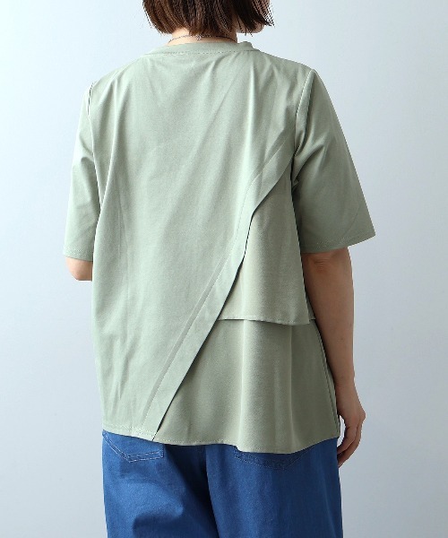 leswel(レスウェル)の「【M~5L】シルケット天竺フリル切替カットソー(Tシャツ/カットソー・レディース・ブラック/グレー/カーキ・LL/3L/4L/5L/M/L)」の6枚目の写真