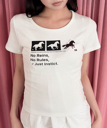 ニョンイXチックス ノーレインズ ドット ホース スリム 半袖Tシャツ ホワイト
