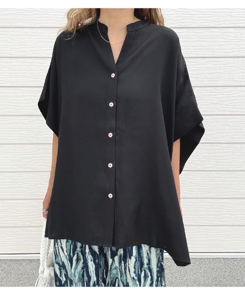 Q(キュー)の「ウォッシャブルスキッパーシャツ(シャツ/ブラウス・レディース・レッド/アイボリー/ベージュ/ブラック・MEDIUM)」の18枚目の写真